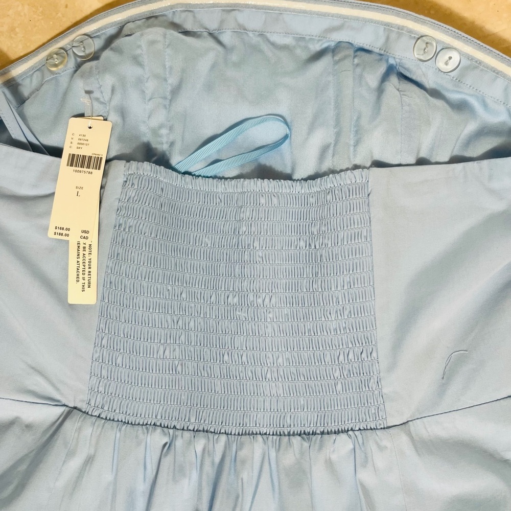 ANTHROPOLOGIE MAEVE STRAPLESS RUFFLE MINI DRESS COLOR SKYRIDE SIZE L NWT - Picture 11 of 11